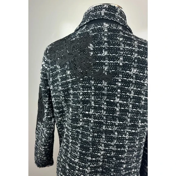 Chico's Tweed Lace Embroidered Metallic Cardigan Jacket Sweater Blazer Size 3 XL - Picture 13 of 16